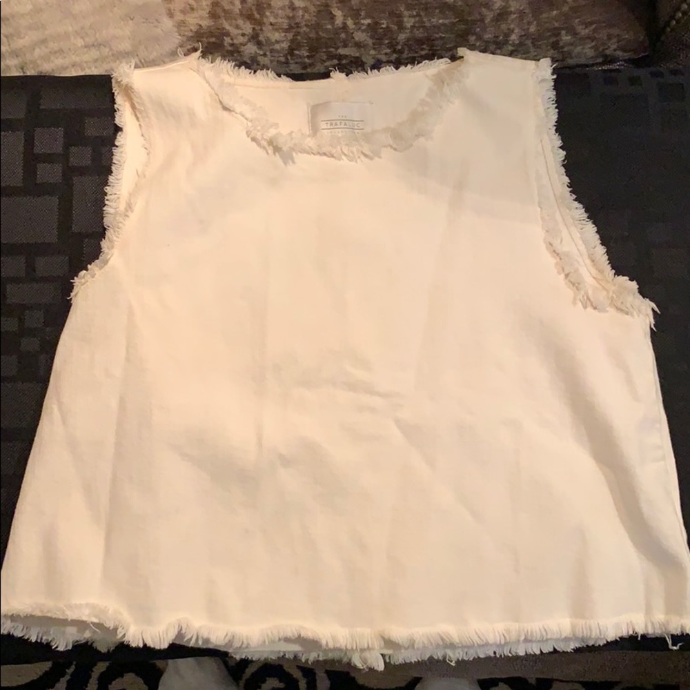 White denim sleeveless top